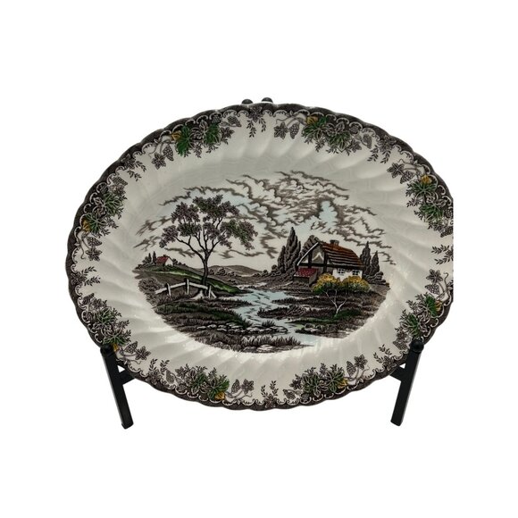 Vintage Franciscan “The Brook” Oval Platter – 14.5” Hand-Engraved Staffordshire - Picture 1 of 2
